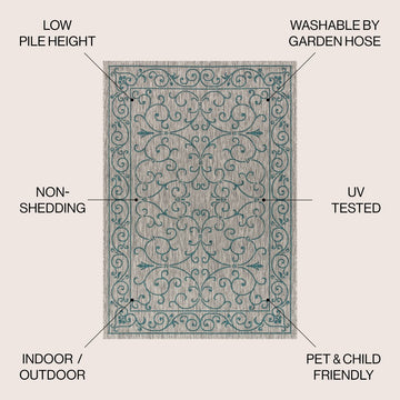 Charleston Vintage Filigree Textured Weave Indoor/outdoor Area Rug